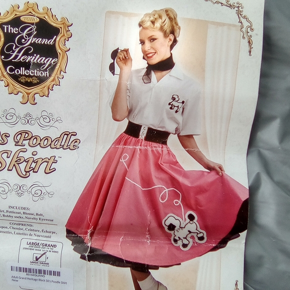RUBIE'S COSTUME CAME WITH BLOUSE/BELT/ SKIRT/ SOCK/ PLASTIC BAG Poodle Design - Picture 10 of 12